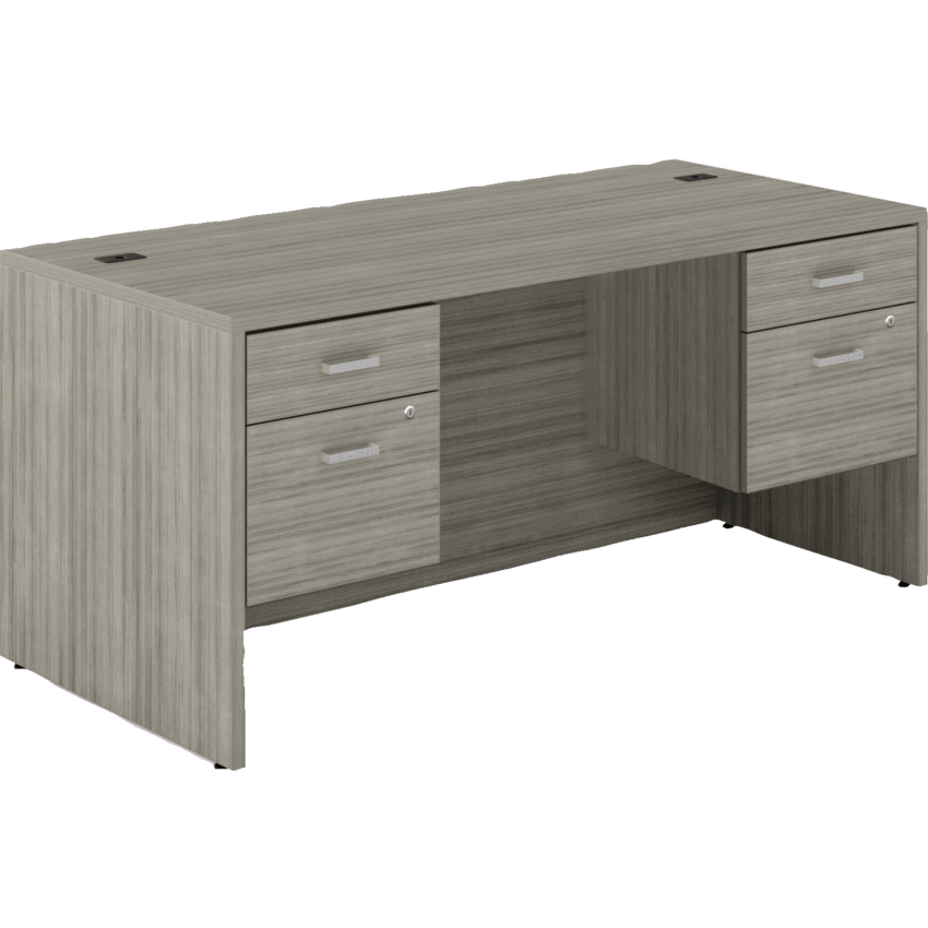 Offices to Go® Newland™ Double Pedestal Desk Hanging Box/File 66"W x 29-7/10"D x 29-3/5"H Noce Grigio finish