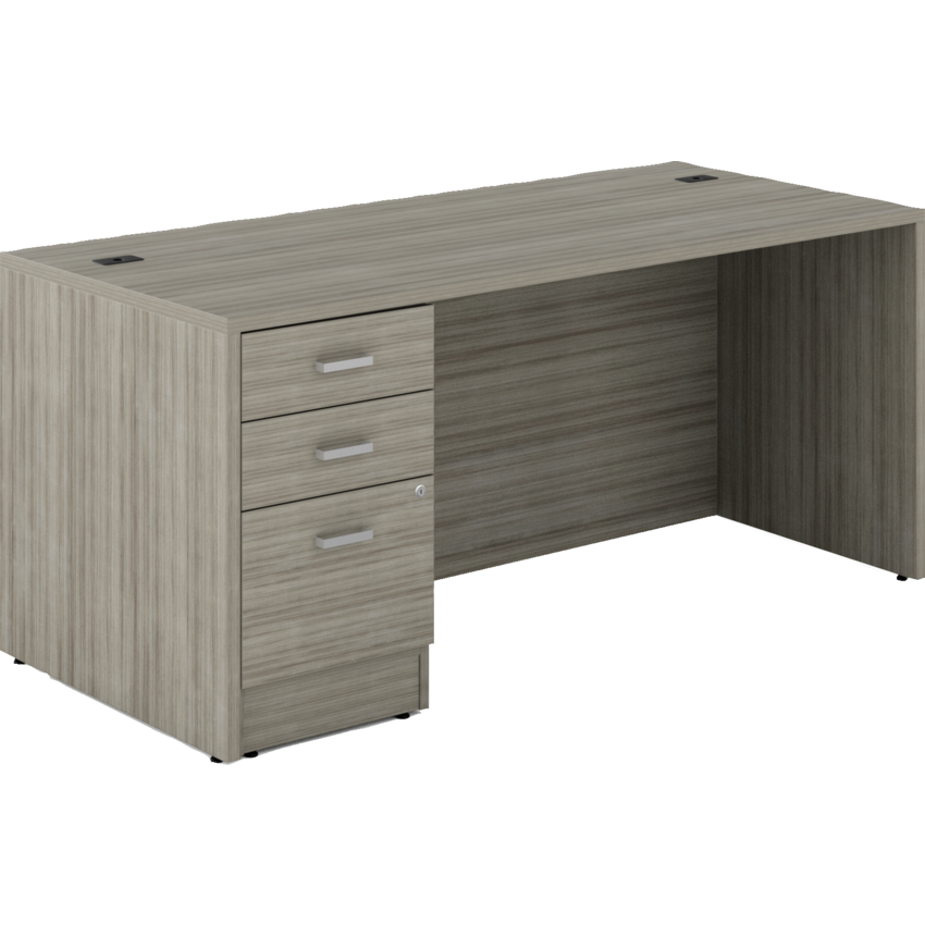 Offices to Go® Newland™ Single Pedestal Desk Box/Box/File 66"W x 29-7/10"D x 29-3/5"H Noce Grigio finish