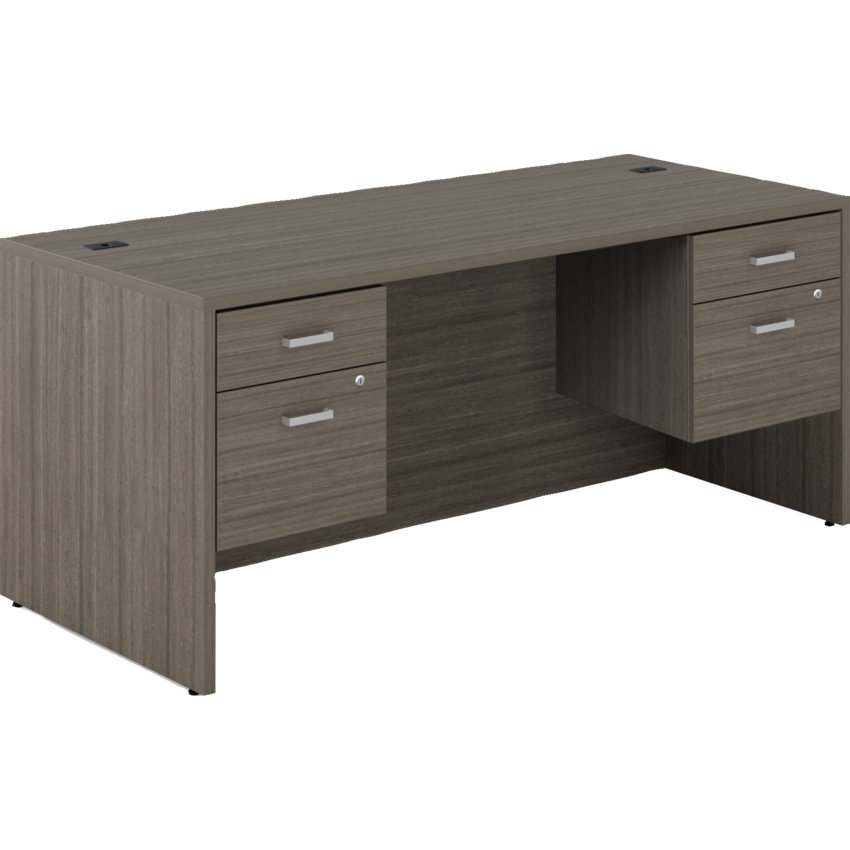 Offices to Go® Newland™ Double Pedestal Desk Hanging Box/File 72"W x 29-7/10"D x 29-3/5"H Absolute Acajou finish