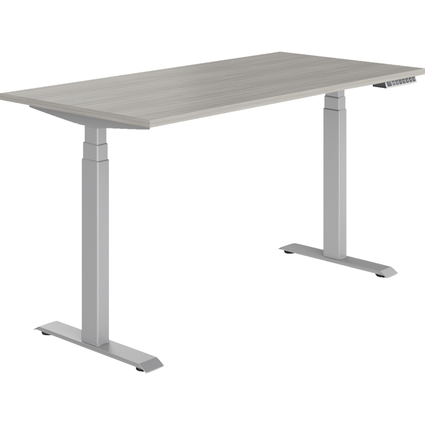 Offices to Go® Newland™ Electric Height Adjustable Table 3-stage 58"W x 23"D x 22-3/5"-48-1/5"H Tungsten Base Noce Grigio finish