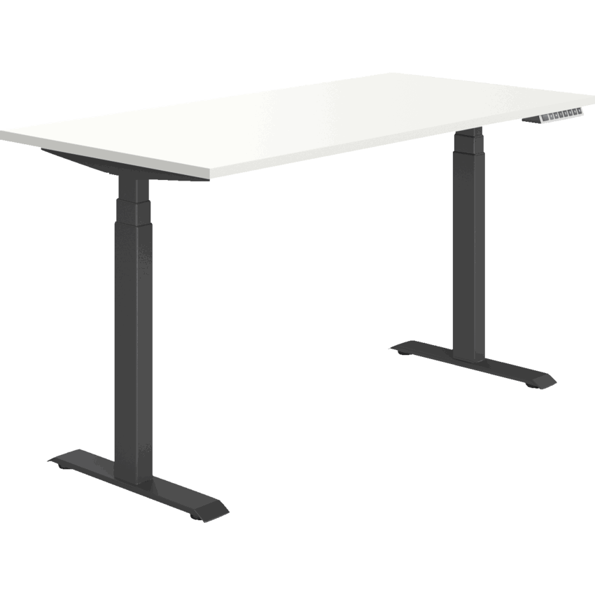 Offices to Go® Newland™ Electric Height Adjustable Table 3-stage 58"W x 29"D x 22-3/5"-48-1/5"H Designer White finish\Black base