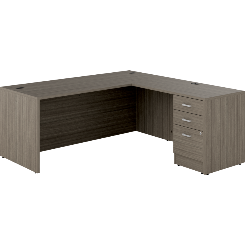 Offices to Go® Newland™ L-Shaped Desk with Pedestal 72"W x 72"D x 29-3/5"H Absolute Acajou finish