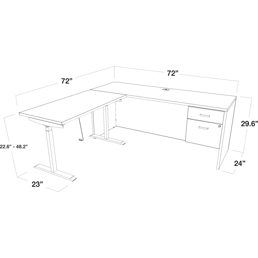 Offices to Go® Newland™ L-Shaped Suite with Height Adjustable Desk 98"W x 46"D x 29-3/5"H Absolute Acajou finish