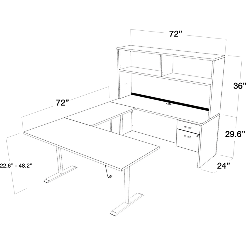 Offices to Go® Newland™ U-Shaped Suite with Height Adjustable Desk 72"W x 96"D x 65-3/5"H Absolute Acajou finish