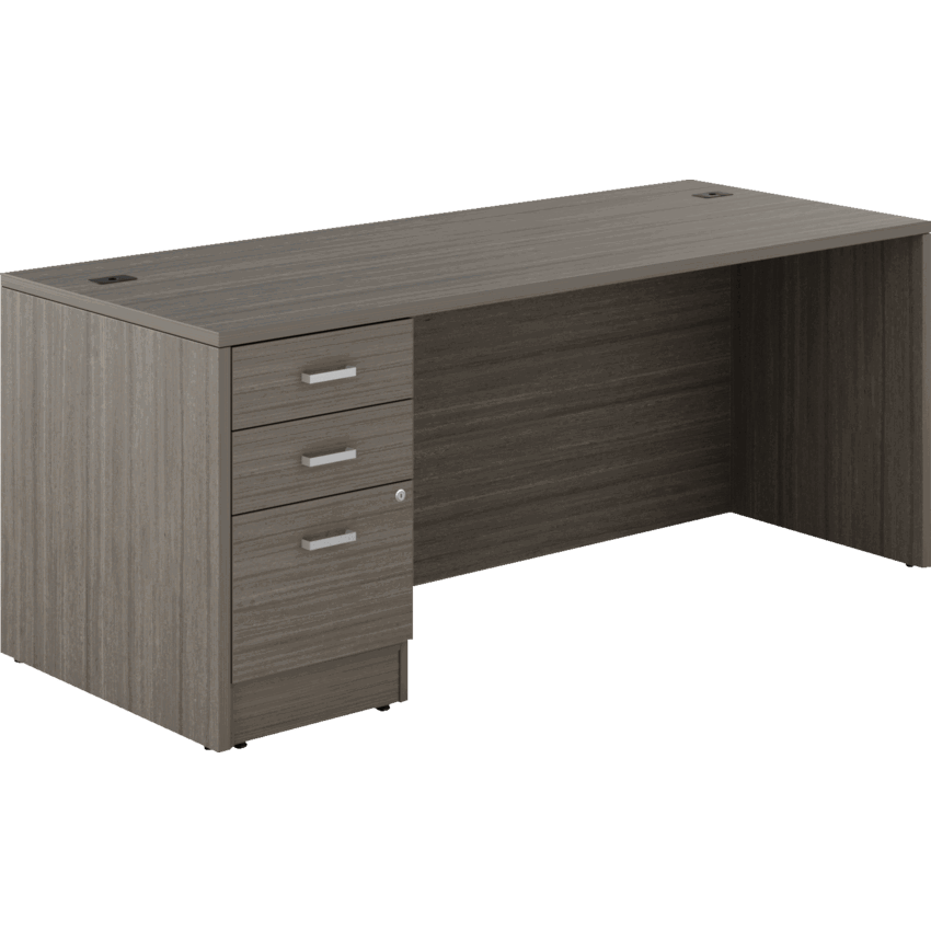 Offices to Go® Newland™ Single Pedestal Desk Box/Box/File 72"W x 29-7/10"D x 29-3/5"H Absolute Acajou finish