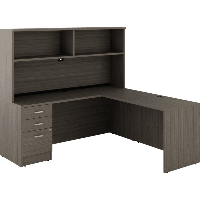 Offices to Go® Newland™ Supervisor L-Shaped Suite Box/box/file 72"W x 72"D x 65-3/5"H Absolute Acajou finish