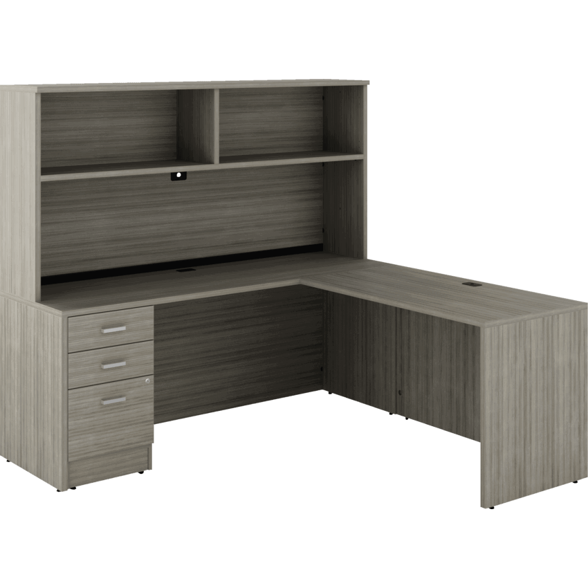 Offices to Go® Newland™ Supervisor L-Shaped Suite Box/box/file 72"W x 72"D x 65-3/5"H Noce Grigio finish