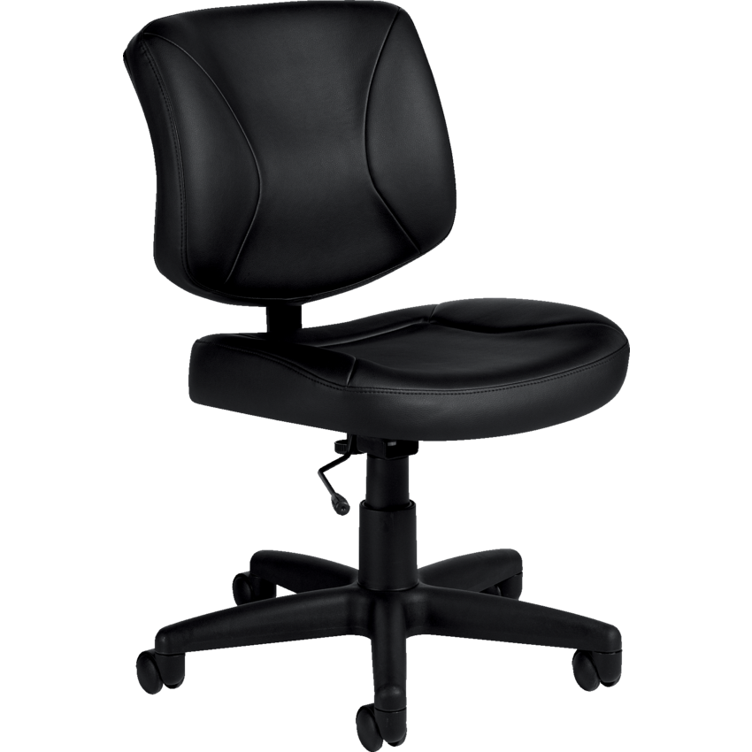 Offices To Go™ Yoho Task Chair Armless Luxhide Bonded Leather Black