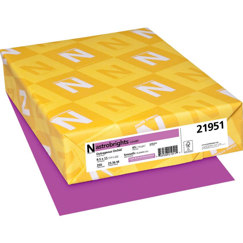 Neenah Astrobrights® Paper Cover Stock Letter Outrageous Orchid 250/pkg