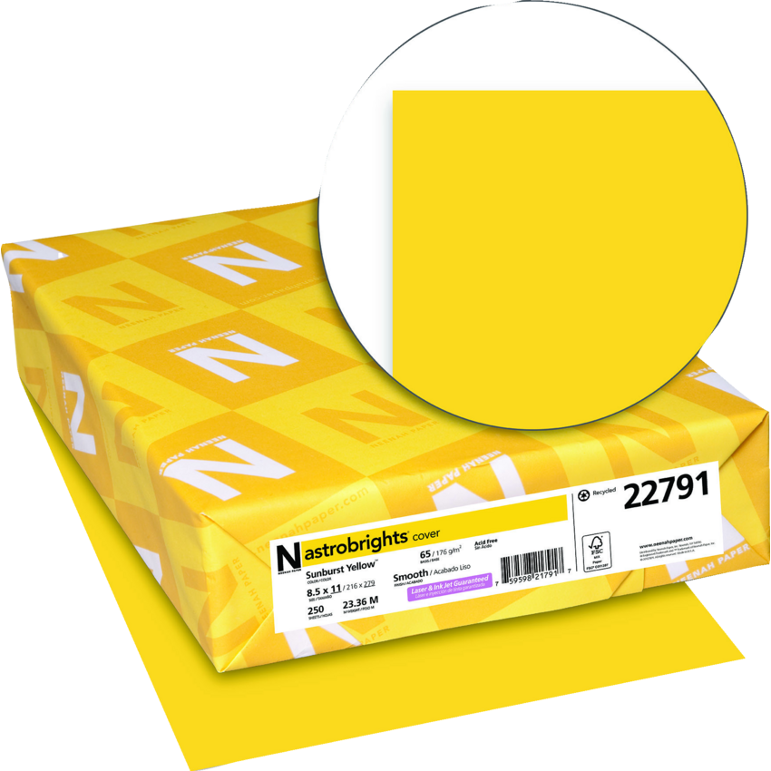 Neenah Astrobrights® Paper Cover Stock Letter Sunburst Yellow 250/pkg