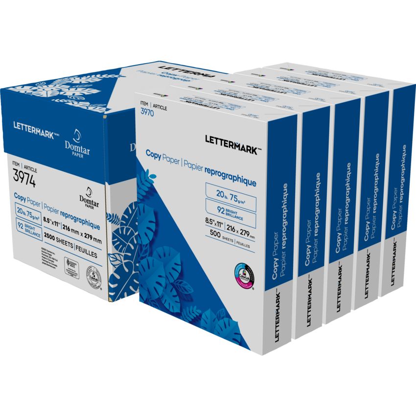 Domtar Lettermark™ Copy Paper 92B 20lb 8-1/2" x 11" 500 per Package 5 pacakges/ctn
