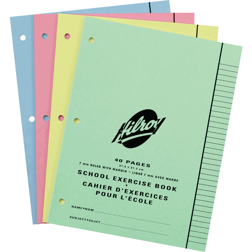 Hilroy Exercise Book Ruled 10-7/8x8-3/8" 40 pages Assorted Colours