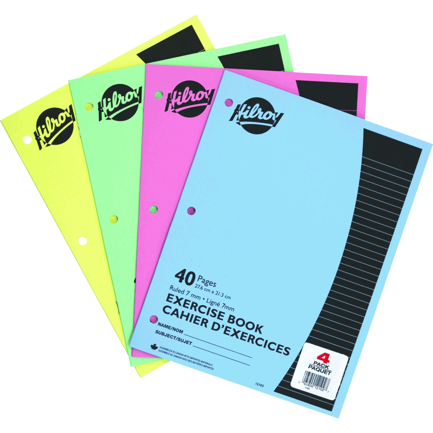 Hilroy Stitched Exercise Books 40 pages Assorted Colours 4/pkg
