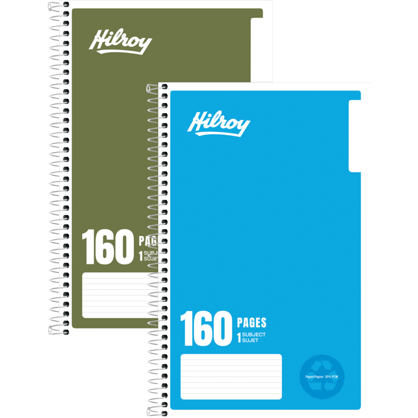 Hilroy Recycled Notebook 9-1/2x6" 160 pgs Assorted Colours