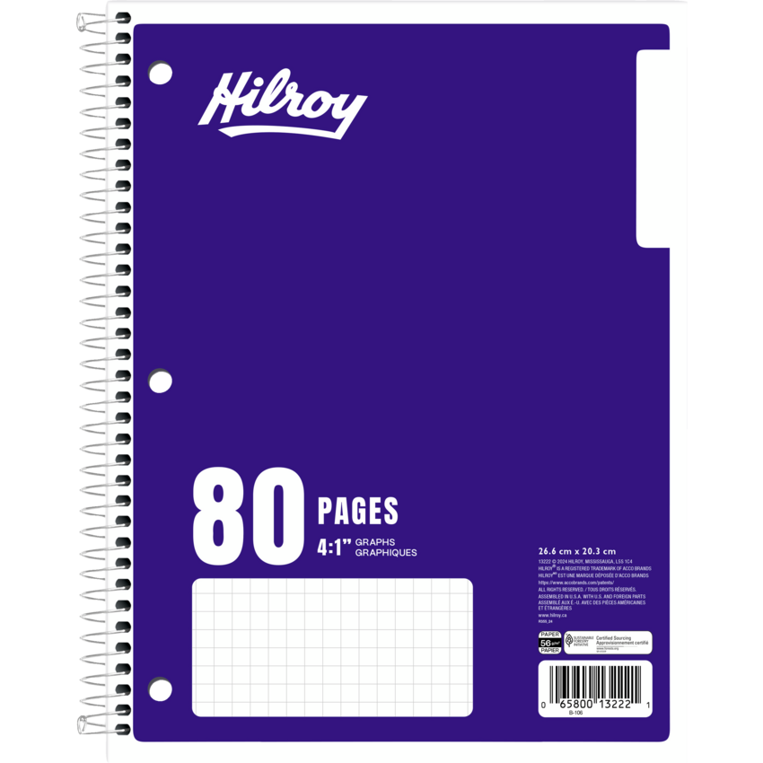 Hilroy Graph Notebook 10-1/2x8" 80pgs