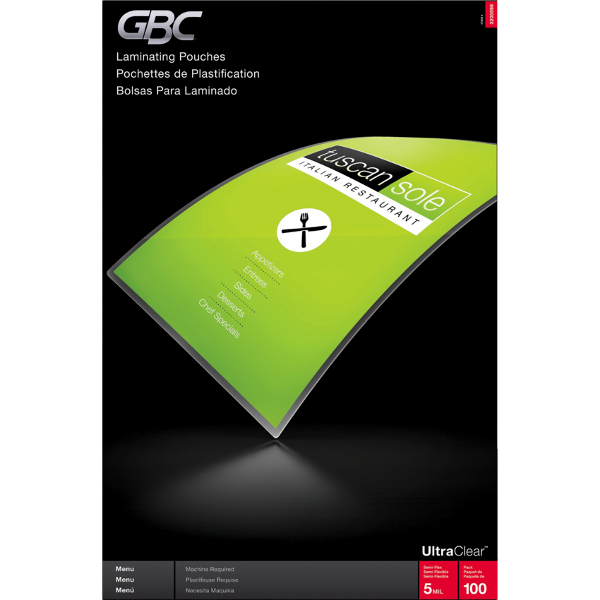 GBC® Ultra Clear™ Laminating Film Pouches 11-1/2" x 17-1/2" Menu Size 100/box