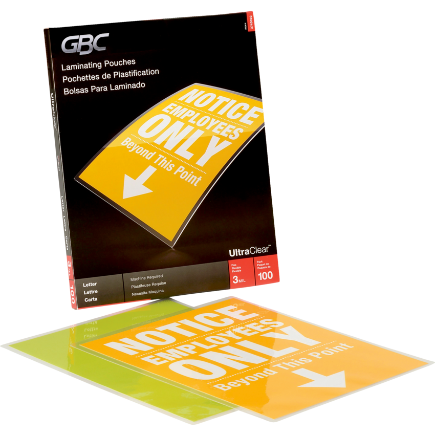 GBC® Ultra Clear™ Laminating Film Pouches 9" x 11-1/2" Letter 3 mil 100/box