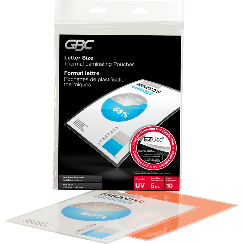 GBC® EZUse™ Thermal Laminating Pouches Letter Size 5 mil 10/pkg