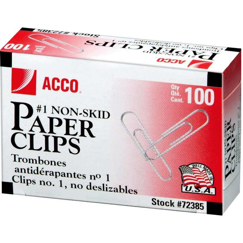 ACCO® Paper Clips #1, 1-1/4" Corrugated 100/box