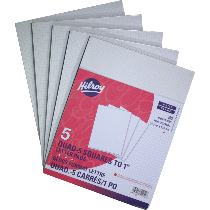 Hilroy Letter Writing Pads Quad 96 sheets per pad 5/pkg