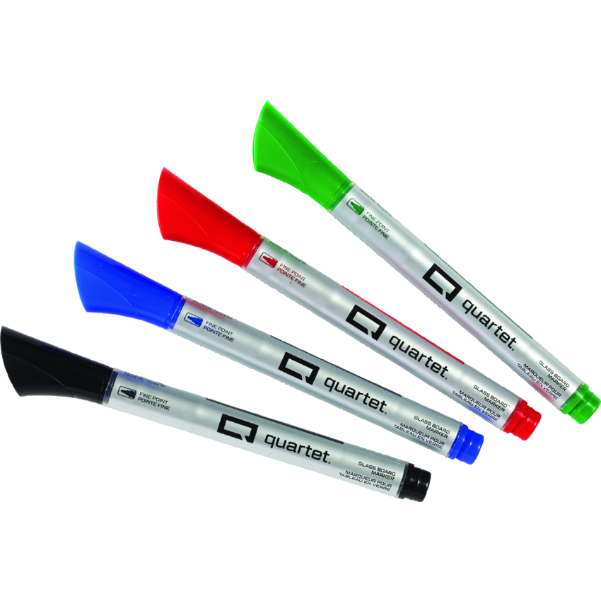 Quartet® Glass Board Dry Erase Markers Fine Tip Assorted 4/pkg