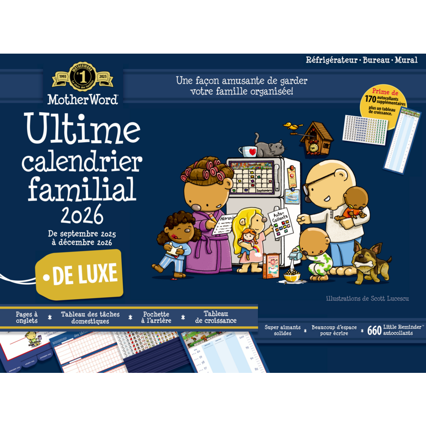 MotherWord® Mom's Ultimate Family Calendar 18" x 13-1/2" French