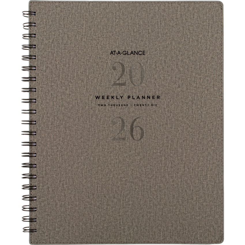 AT-A-GLANCE® Signature Collection Weekly/Monthly Planner 11-1/4" x 9" Bilingual Grey