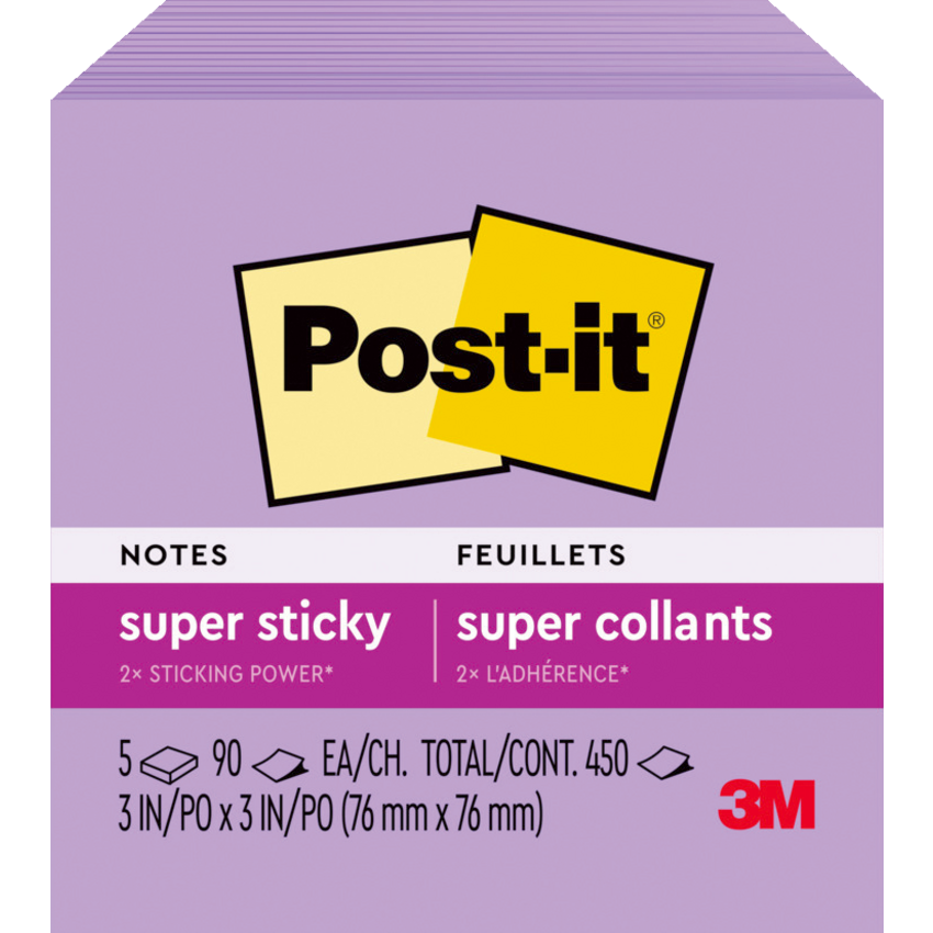 Post-it® Notes Cubes 3" x 3" 90 Sheets Iris 5 pads/pkg