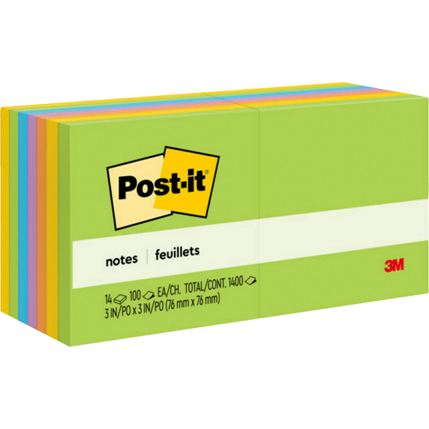 Post-it® Notes 3" x 3" 100 sheets per pad Assorted Floral Fantasy Colours 14 pads/pkg