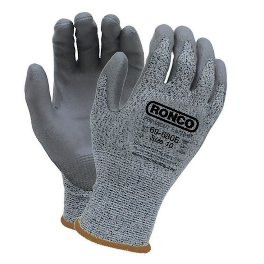 RONCO PrimaCut™ Earth Polyurethane Coated Cut Resistant Gloves X-Large Grey on Grey 6 pairs/pkg