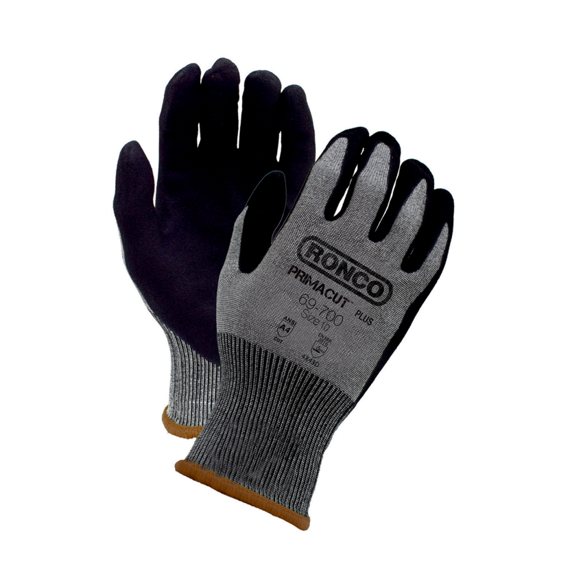 RONCO PrimaCut™ Plus Foam Nitrile Coated Cut Resistant Gloves X-Large Black on Grey 6 pairs/pkg