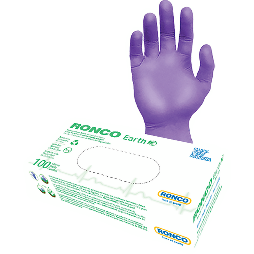 RONCO Earth Biodegradable Nitrile Examination Gloves Small Violet 100/box