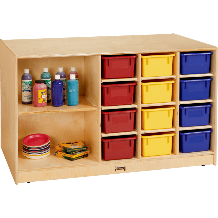 Jonti-Craft® Mobile Storage Island With Coloured Bins