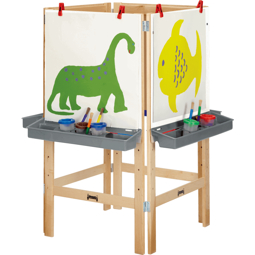 Jonti-Craft® 4 Way Adjustable Easel 24"W x 24"D x 46-1/2"H