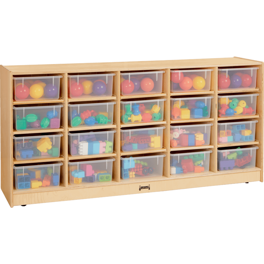 Jonti-Craft® 20 Tub Mobile Storage with Coloured Bins 60"W x 15"D x 29-1/2"H