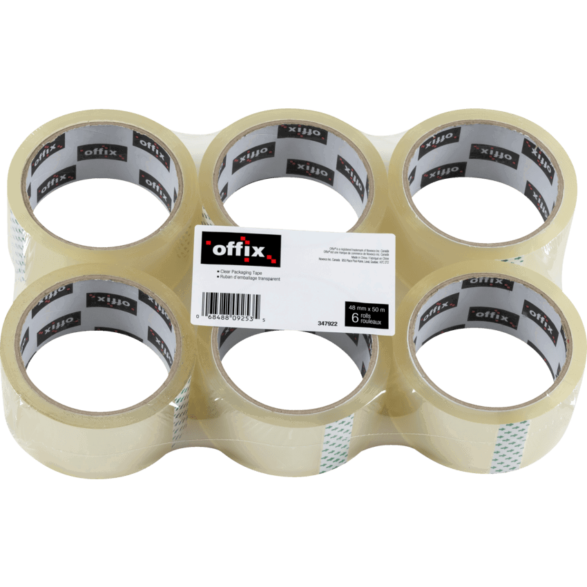 Offix® Packaging Tape 48 mm x 50 m Clear 6/pkg