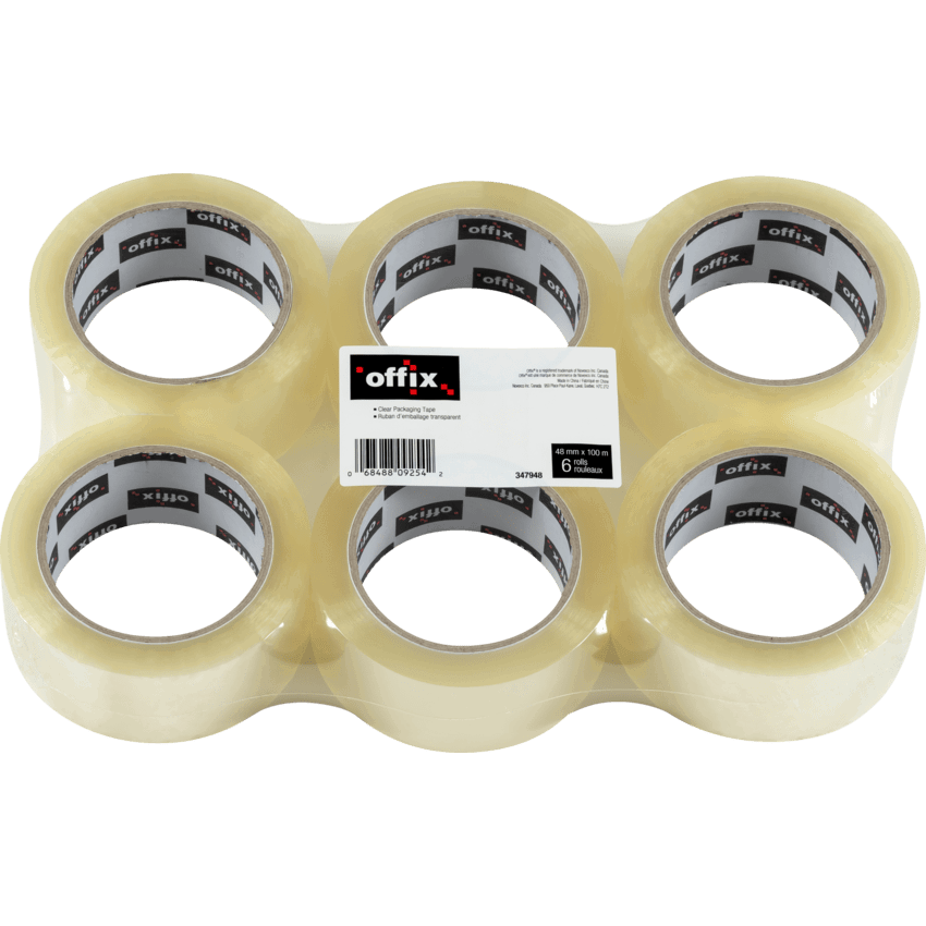 Offix® Packaging Tape 48 mm x 100 m Clear 6/pkg