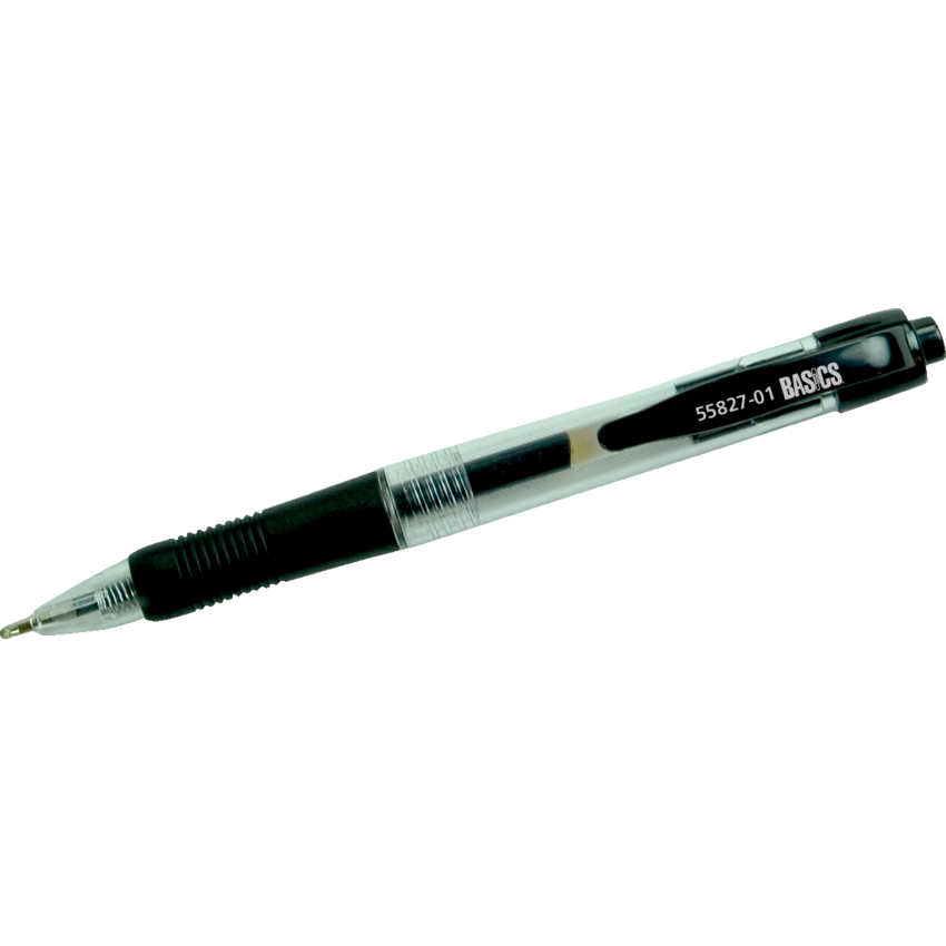 Basics® Retractable Gel Grip Roller Pens 0.7 mm Black 12/box
