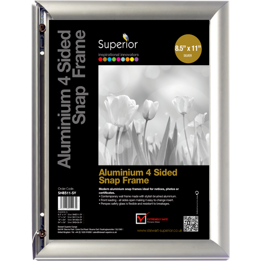 Seco Snap Frame Sign Holder 8-1/2" x 11" Silver