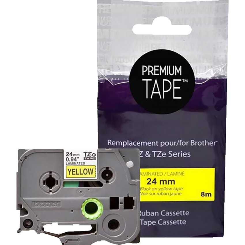 Premium Tape™ Compatible Replacement Tape TZ651 1" x 26' Black on Yellow