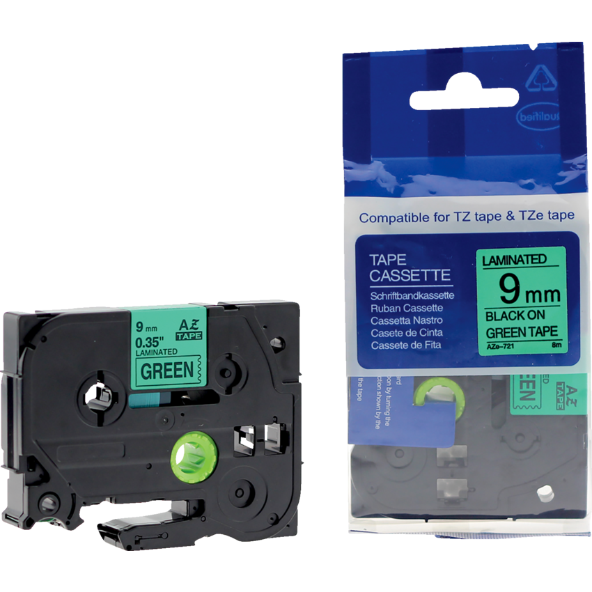 Premium Tape™ Compatible Replacement Tape TZ-721 3/8" x 26' Black on Green