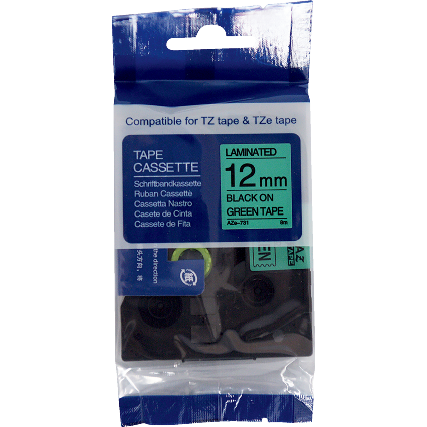 Premium Tape™ Compatible Replacement Tape TZ-731 1/2" x 26' Black on Green