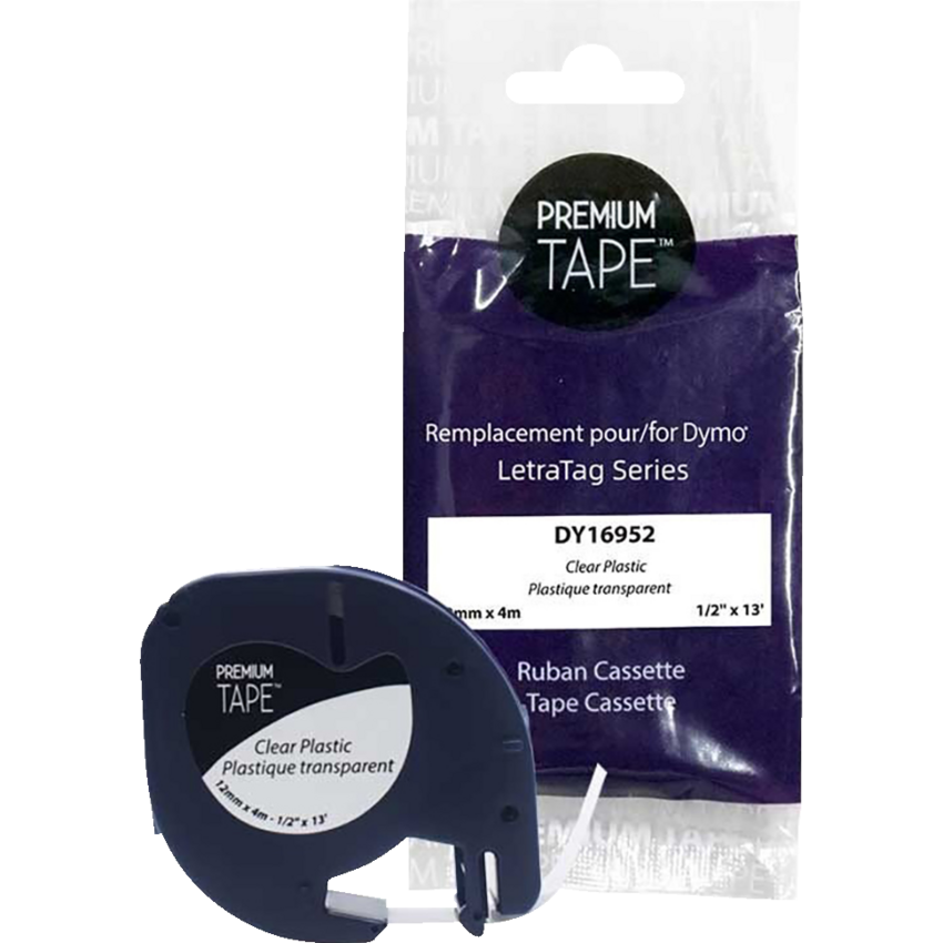 Premium Tape™ Compatible Replacement Tape Dymo A16952 1/2" x 13' Black on Clear