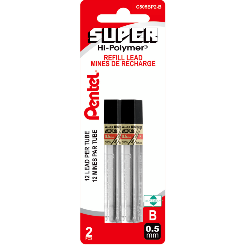 Pentel® Super Hi-Polymer® Pencil Leads B 0.5 mm 12 Leads 2 Tubes/pkg