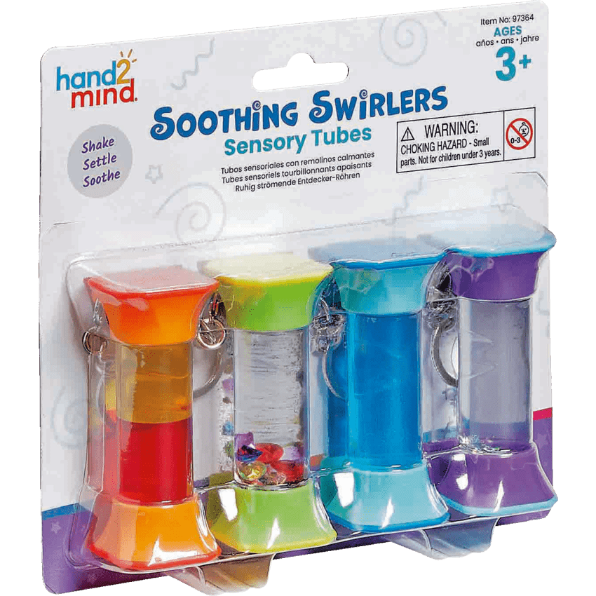 Hand2Mind® Soothing Swirlers Sensory Tubes with Key Ring 4/pkg