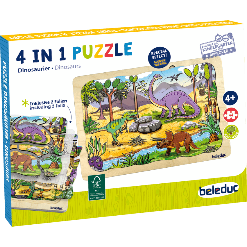 Beleduc 4-in-1 Dinosaurs Puzzle