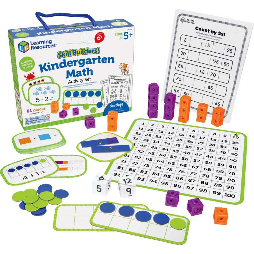 Learning Resources® Skill Builders! Kindergarten Math Activity Set 81 pieces/set