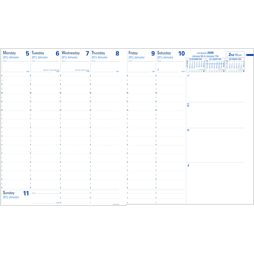 Quo Vadis President Weekly Diary Refill 10-3/4" x 8-1/4" English