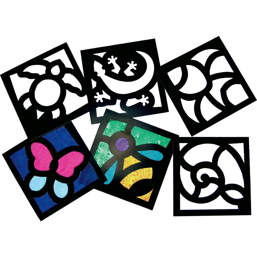 Roylco Stained Glass Frames Assorted Designs 6" x 6" 24/pkg