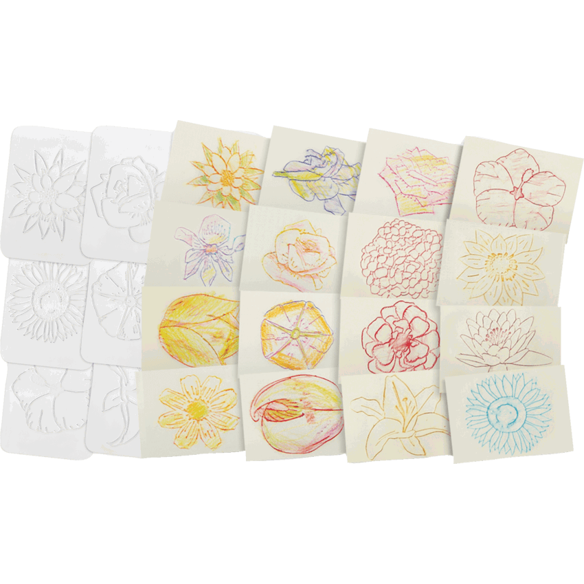 Roylco Rubbing Plates Flowers 4-1/2" x 6-1/2" 16/pkg